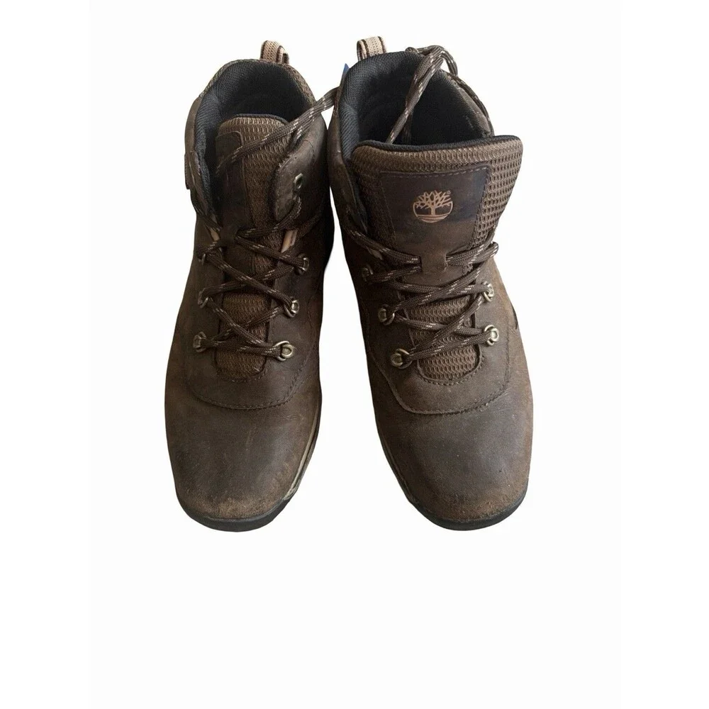 Timberland Boys 66961 Brown Leather Hiking Boots Waterproof Lace Up Size 6.5